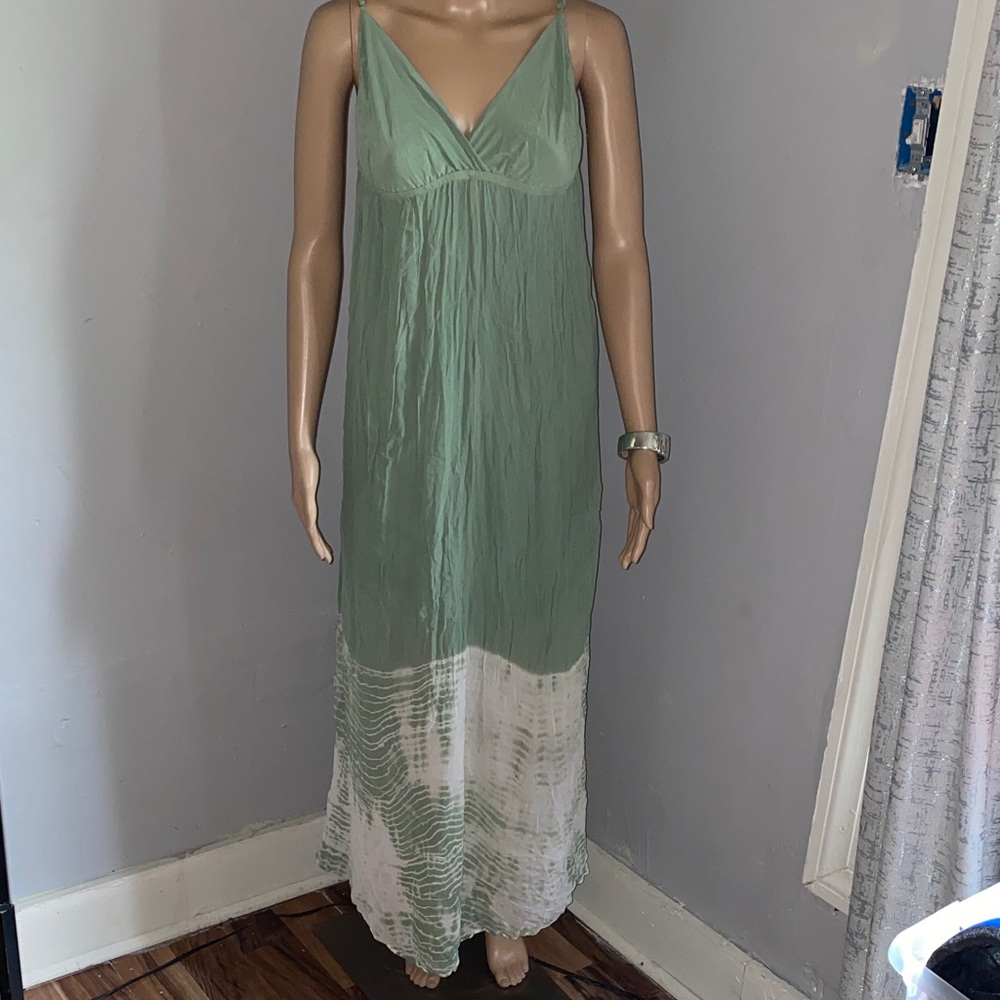Gypsy 05 Mint Green and White Tie-Dye Maxi Dress